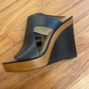 Michael Kors black leather wedge shoes